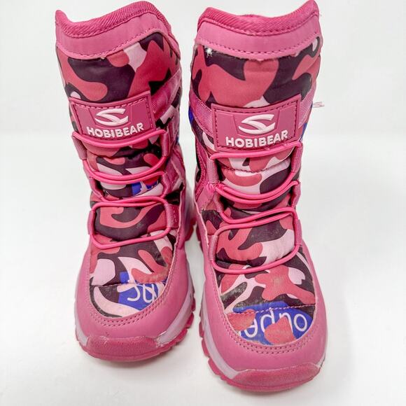 Hobibear Pink Faux Fur Lined Waterproof Baby Toddler Snow Boots, EUC, Size 2 - Picture 4 of 11